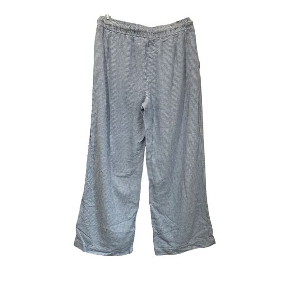 House of Harlow Linen Rayon Pants Blue Striped Boho Wide Leg Summer Beach Sz M - Picture 2 of 6